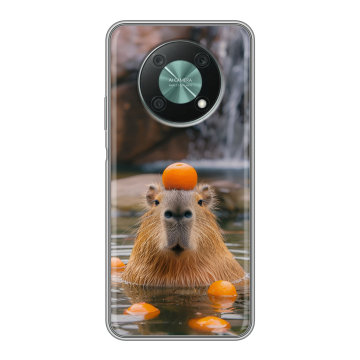 Силиконовый чехол на Huawei Nova Y90 с принтом Капибара с апельсином Силиконовый чехол на Huawei Nova Y90 с принтом Капибара с апельсином