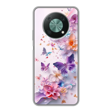Силиконовый чехол на Huawei Nova Y90 с принтом цветы бабочки Силиконовый чехол на Huawei Nova Y90 с принтом цветы бабочки
