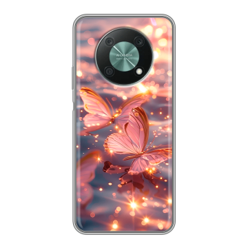 Силиконовый чехол на Huawei Nova Y90 с принтом бабочки розовые Силиконовый чехол на Huawei Nova Y90 с принтом бабочки розовые