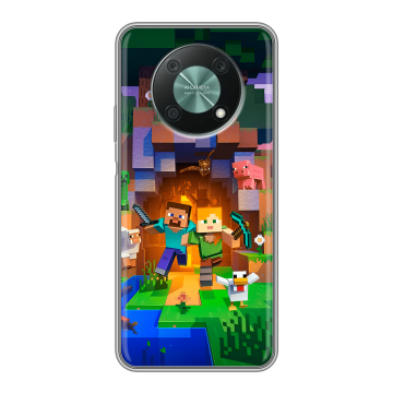 Силиконовый чехол на Huawei Nova Y90 с принтом Майнкрафт Minecraft