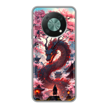 Силиконовый чехол на Huawei Nova Y90 с принтом Дракон Японский Силиконовый чехол на Huawei Nova Y90 с принтом Дракон Японский
