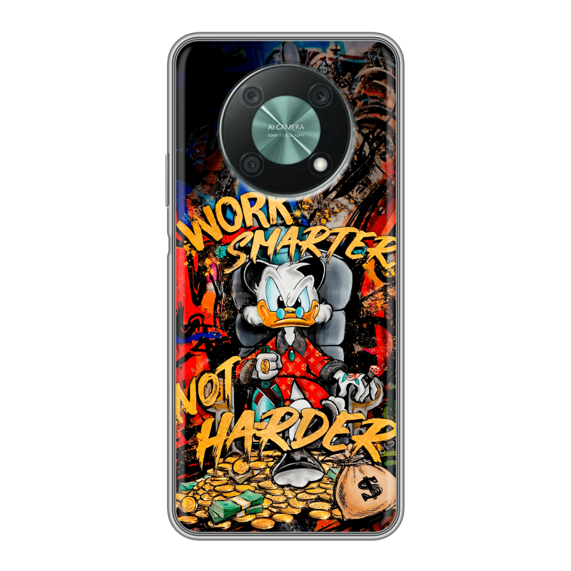 Силиконовый противоударный чехол на Huawei Nova Y90 с принтом Дональд Дак Деньги Силиконовый противоударный чехол на Huawei Nova Y90 с принтом Дональд Дак Деньги