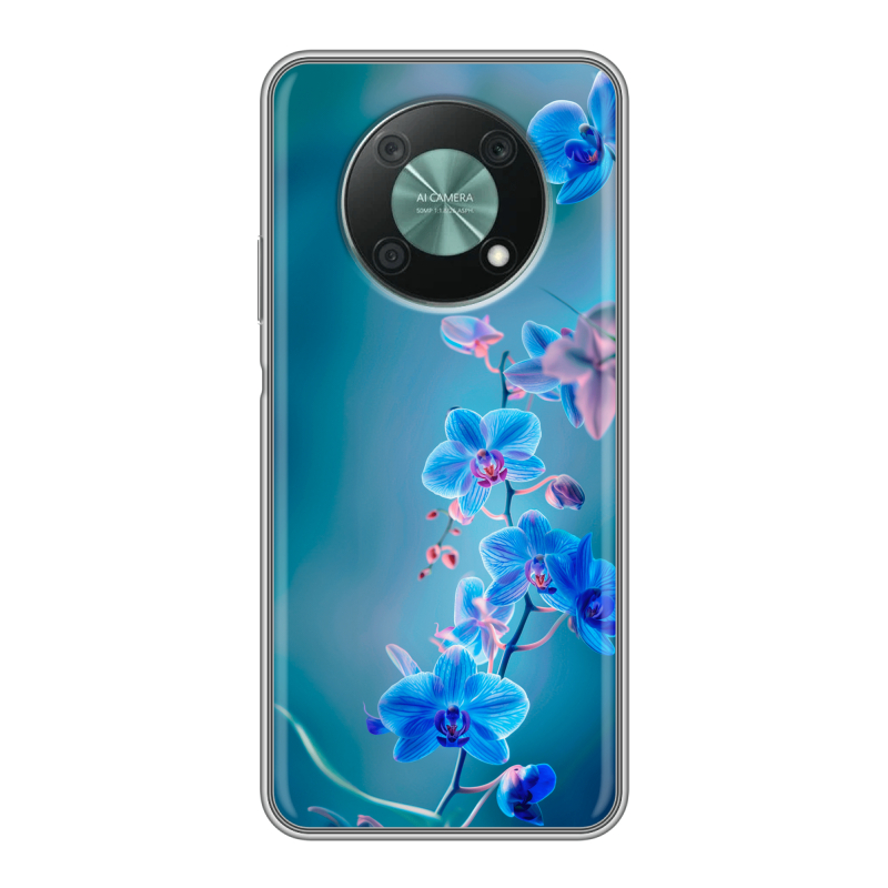 Силиконовый чехол на Huawei Nova Y90 с принтом Голубые цветы Силиконовый чехол на Huawei Nova Y90 с принтом Голубые цветы