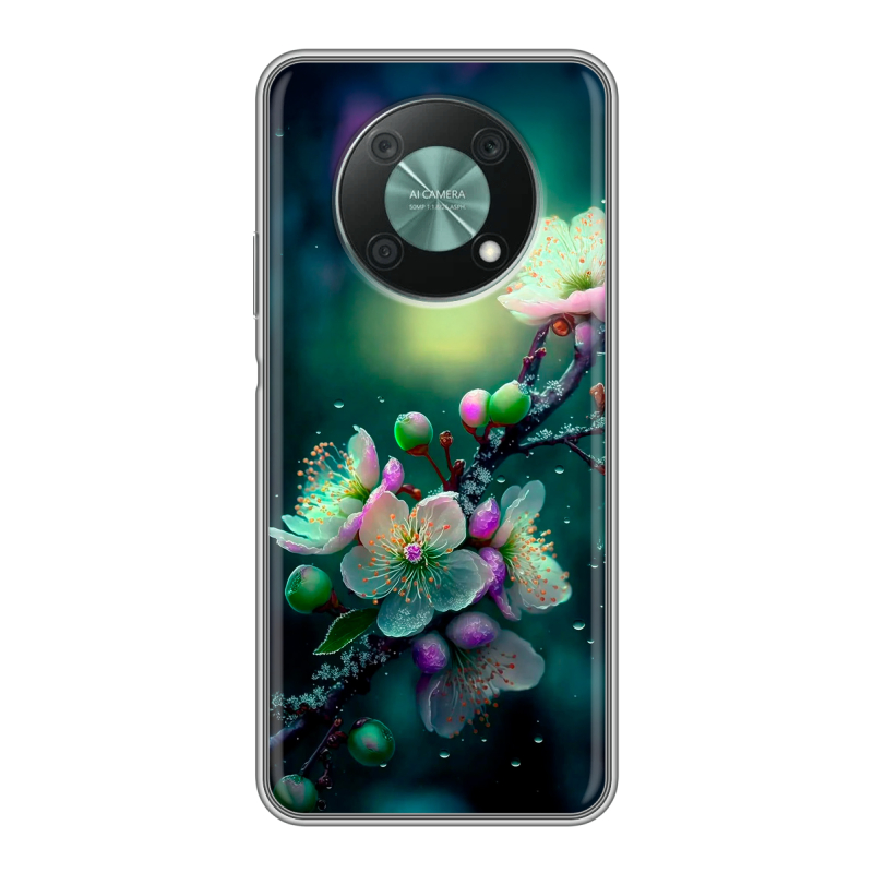 Силиконовый противоударный чехол на Huawei Nova Y90 с принтом Цветы и мрамор Силиконовый противоударный чехол на Huawei Nova Y90 с принтом Цветы и мрамор