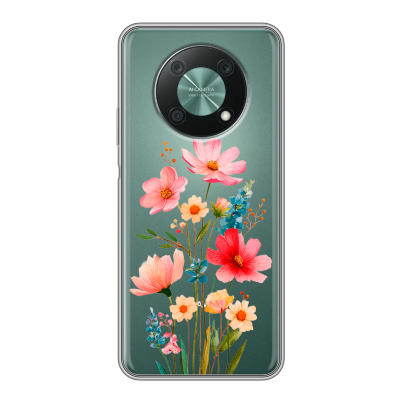 Силиконовый противоударный чехол на Huawei Nova Y90 с принтом Цветы Силиконовый противоударный чехол на Huawei Nova Y90 с принтом Цветы