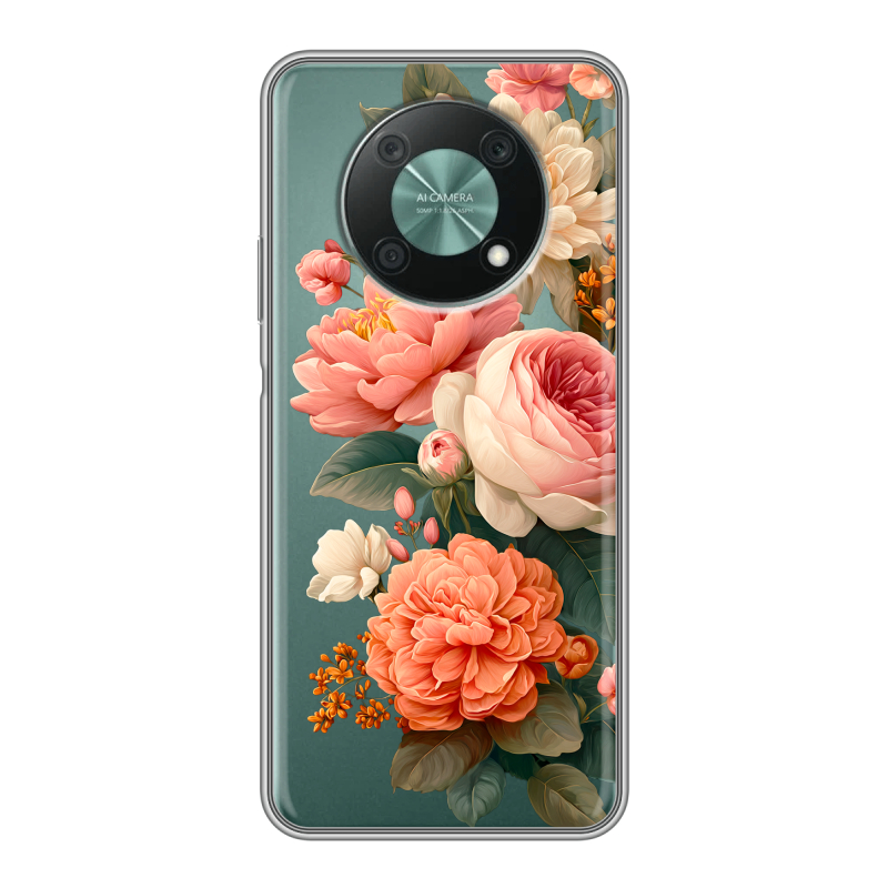Силиконовый противоударный чехол на Huawei Nova Y90 с принтом цветы Силиконовый противоударный чехол на Huawei Nova Y90 с принтом цветы