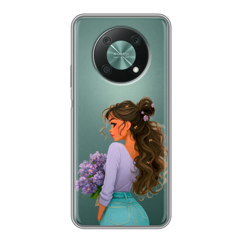 Силиконовый чехол на Huawei Nova Y90 с принтом девушка цветы Силиконовый чехол на Huawei Nova Y90 с принтом девушка цветы
