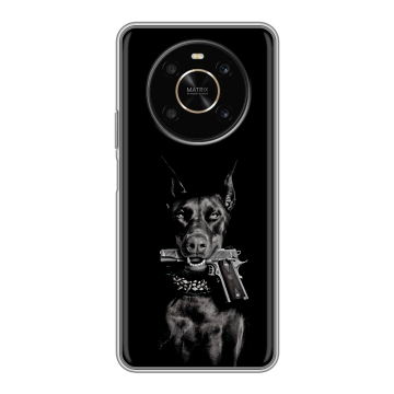 Силиконовый чехол на Huawei Honor X9 с принтом Доберман и пистолет