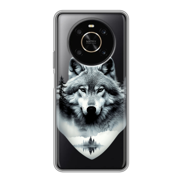 Силиконовый чехол на Huawei Honor X9 с принтом Волк в лесу