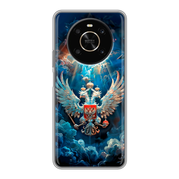 Силиконовый чехол на Huawei Honor X9 с принтом Герб флаг России