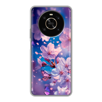 Силиконовый чехол на Huawei Honor X9 с принтом цветы бабочки