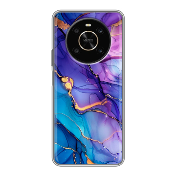 Силиконовый чехол на Huawei Honor X9 с принтом синий мрамор