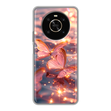 Силиконовый чехол на Huawei Honor X9 с принтом бабочки розовые