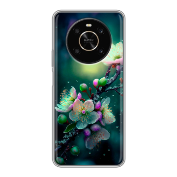 Силиконовый чехол на Huawei Honor X9 с принтом Цветы и мрамор