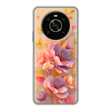 Силиконовый чехол на Huawei Honor X9 с принтом Цветы и бабочки
