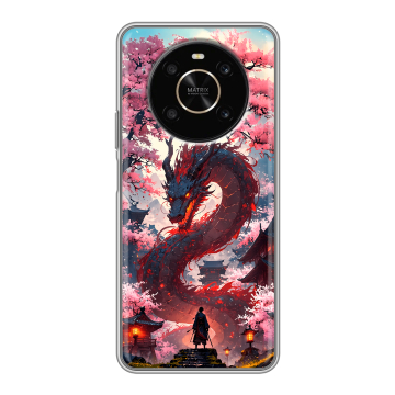 Силиконовый чехол на Huawei Honor X9 с принтом Дракон Японский