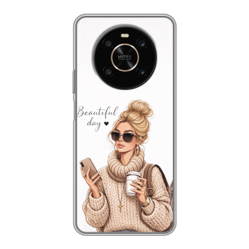 Силиконовый чехол на Huawei Honor X9 с принтом женский