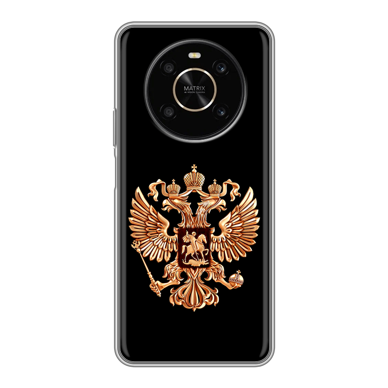 Силиконовый противоударный чехол на Huawei Honor X9 с принтом Герб России золотой Силиконовый противоударный чехол на Huawei Honor X9 с принтом Герб России золотой
