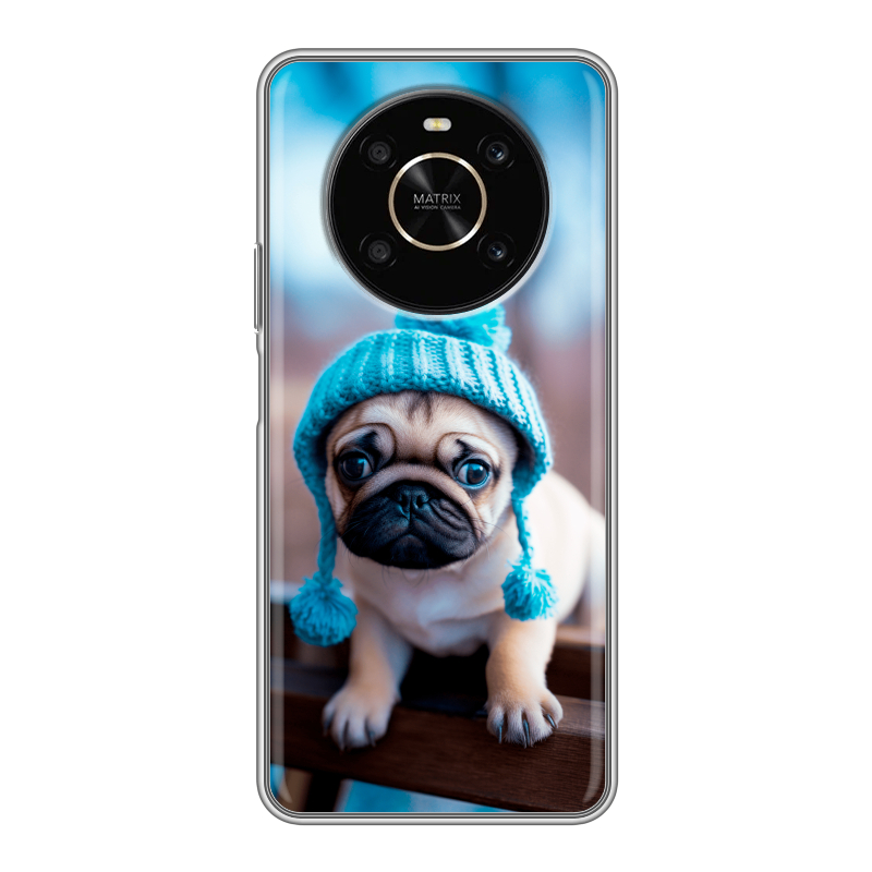 Силиконовый чехол на Huawei Honor X9 с принтом Мопс в шапке Силиконовый чехол на Huawei Honor X9 с принтом Мопс в шапке