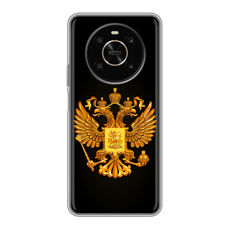 Силиконовый чехол на Huawei Honor X9 с принтом Герб России желтый Силиконовый чехол на Huawei Honor X9 с принтом Герб России желтый