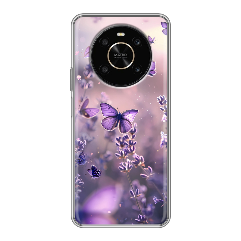 Силиконовый чехол на Huawei Honor X9 с принтом бабочки и лаванда Силиконовый чехол на Huawei Honor X9 с принтом бабочки и лаванда