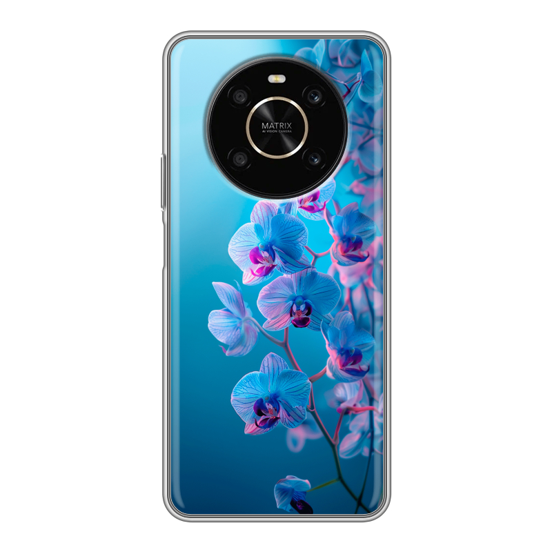 Силиконовый противоударный чехол на Huawei Honor X9 с принтом голубые орхидеи Силиконовый противоударный чехол на Huawei Honor X9 с принтом голубые орхидеи