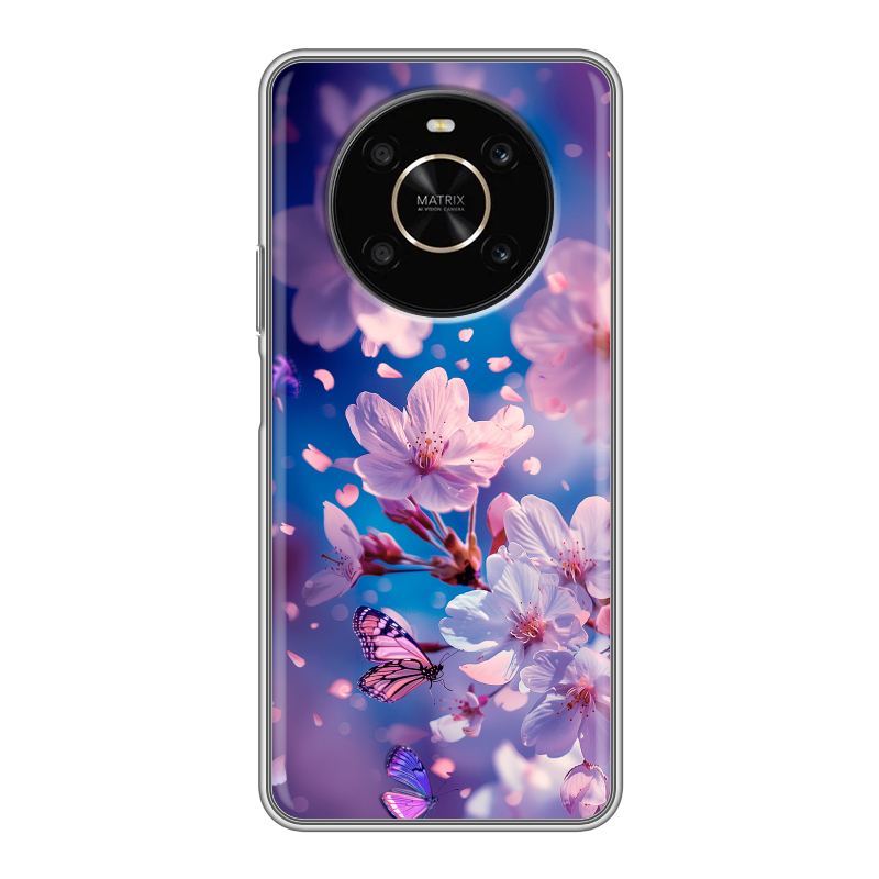 Силиконовый противоударный чехол на Huawei Honor X9 с принтом цветы бабочки Силиконовый противоударный чехол на Huawei Honor X9 с принтом цветы бабочки