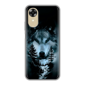 Силиконовый чехол на OPPO A17k с принтом Лесной волк Силиконовый чехол на OPPO A17k с принтом Лесной волк