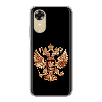 Силиконовый чехол на OPPO A17k с принтом Герб России золотой Силиконовый чехол на OPPO A17k с принтом Герб России золотой