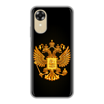 Силиконовый чехол на OPPO A17k с принтом Герб России желтый Силиконовый чехол на OPPO A17k с принтом Герб России желтый