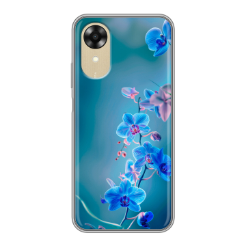Силиконовый чехол на OPPO A17k с принтом Голубые цветы Силиконовый чехол на OPPO A17k с принтом Голубые цветы
