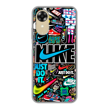 Силиконовый чехол на OPPO A17k с принтом найк nike черный Силиконовый чехол на OPPO A17k с принтом найк nike черный