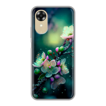 Силиконовый чехол на OPPO A17k с принтом Цветы и мрамор