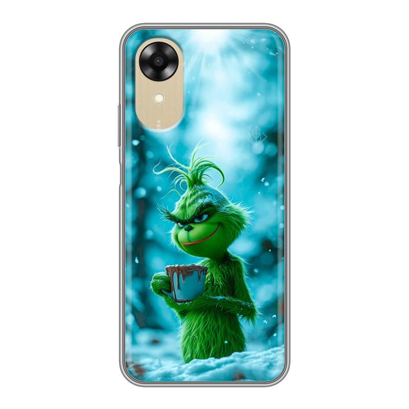 Силиконовый чехол на OPPO A17k с принтом Новый год гринч Силиконовый чехол на OPPO A17k с принтом Новый год гринч