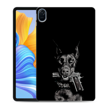 Силиконовый чехол на планшета Huawei Honor Pad 8 с принтом Доберман и пистолет