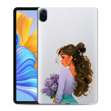 Силиконовый чехол на Huawei Honor Pad 8 с принтом девушка цветы