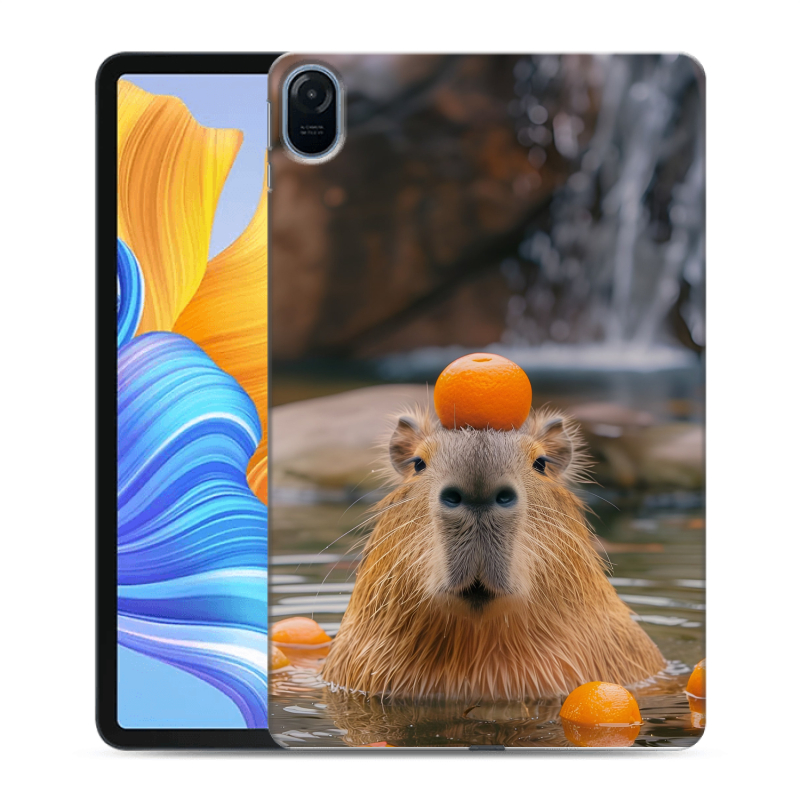 Силиконовый чехол на Huawei Honor Pad 8 с принтом Капибара с апельсином Силиконовый чехол на Huawei Honor Pad 8 с принтом Капибара с апельсином