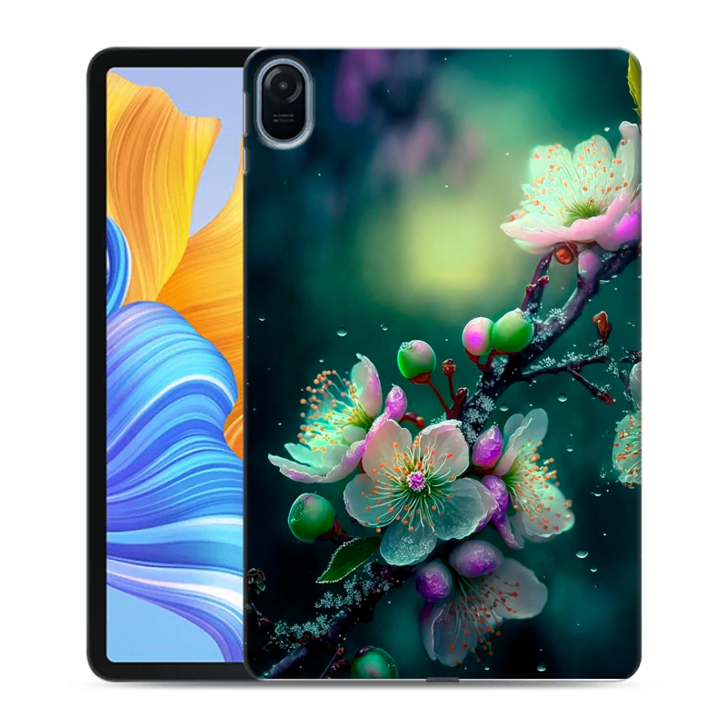 Силиконовый противоударный чехол на Huawei Honor Pad 8 с принтом Цветы и мрамор Силиконовый противоударный чехол на Huawei Honor Pad 8 с принтом Цветы и мрамор
