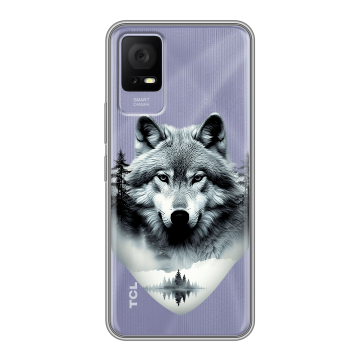 Силиконовый чехол на TCL 405 с принтом Волк в лесу Силиконовый чехол на TCL 405 с принтом Волк в лесу