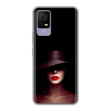 Силиконовый чехол на TCL 405 с принтом Девушка в шляпе Силиконовый чехол на TCL 405 с принтом Девушка в шляпе