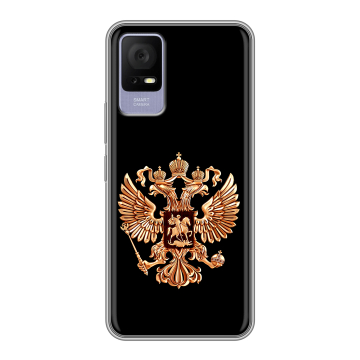 Силиконовый чехол на TCL 405 с принтом Герб России золотой