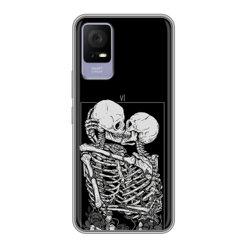 Силиконовый чехол на TCL 405 с принтом Поцелуй скелетов Силиконовый чехол на TCL 405 с принтом Поцелуй скелетов