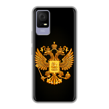 Силиконовый чехол на TCL 405 с принтом Герб России желтый