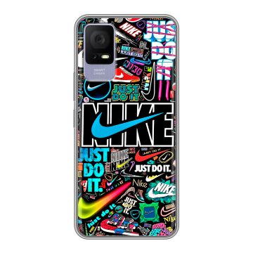 Силиконовый чехол на TCL 405 с принтом найк nike черный