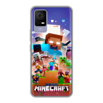 Силиконовый чехол на TCL 405 с принтом Майнкрафт Minecraft