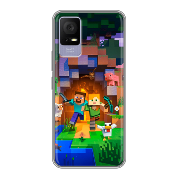 Силиконовый чехол на TCL 405 с принтом Майнкрафт Minecraft