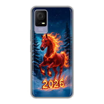 Силиконовый чехол на TCL 405 с принтом Новый год коня Силиконовый чехол на TCL 405 с принтом Новый год коня