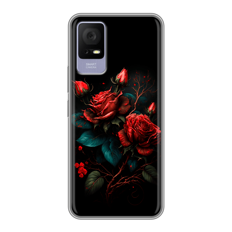 Силиконовый чехол на TCL 405 с принтом Розы красные Силиконовый чехол на TCL 405 с принтом Розы красные