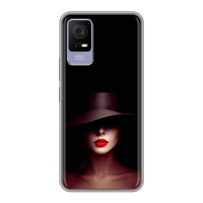Силиконовый чехол на TCL 405 с принтом Девушка в шляпе Силиконовый чехол на TCL 405 с принтом Девушка в шляпе