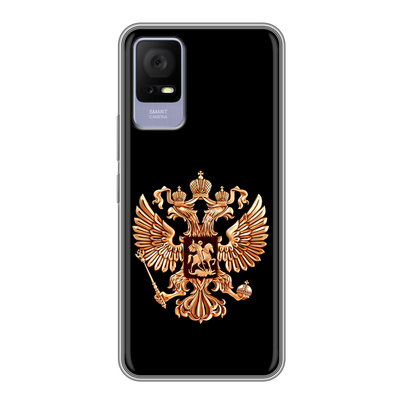 Силиконовый чехол на TCL 405 с принтом Герб России золотой Силиконовый чехол на TCL 405 с принтом Герб России золотой